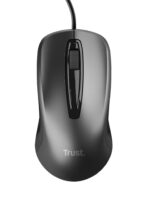 Pelė TRUST USB optinė, juoda, matoma iš viršaus su trimis mygtukais