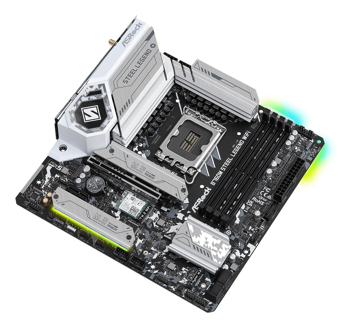 fb3aa1a0-6264-4ee6-8ca3-13d50cac10cb Mainboard ASROCK Intel B760 Express LGA1700 Micro-ATX Memory DDR5 Memory slots 4 1xPCI-Express 4.0 1x 1xPCI-Express 5.0 16x 4xM.2 1xHDMI 1xDisplayPort 2xUSB 2.0 5xUSB 3.2 1xUSB-C 1xPS/2 1xRJ45 3xAudio port B760MSTEELLEGENDWIFI