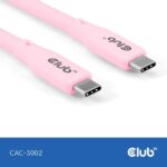 USB-C į USB-C laidas 2m, rožinis, CAC-3002 CLUB3D, artimas vaizdas