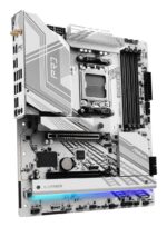 Motininė plokštė ASROCK X870PRORSWIFI, vaizdas iš šono, rodo prievadų išdėstymą