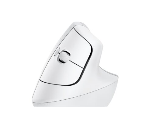 Vertikalus belaidis USB optinis pelė Logitech su balta apdaila
