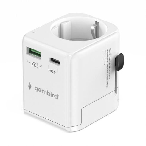 Gembird TPA-EU1A1C20-01-W kelioninis maitinimo adapteris su 20 W galia
