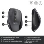 Pelė Logitech M705, dešiniarankiams, matomas mygtukų išdėstymas