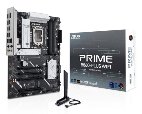 ASUS PRIME B860-PLUS WIFI motininė plokštė su DDR5 atmintimi ir LGA1851 lizdu
