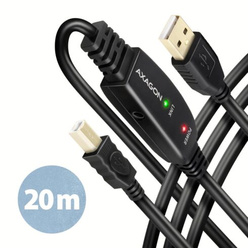 USB 2.0 A-M/B-M aktyvus kabelis, 20 m ilgio