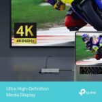 I/O HUB USB-C 6PORT/UH6120C TP-LINK, šoninis vaizdas su prievadų išdėstymu