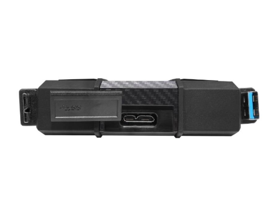 0187e351-e9d6-435a-94f2-f27be5e5652f Išorinis HDD ADATA 4TB, USB 3.1, juodas, matomas iš šono