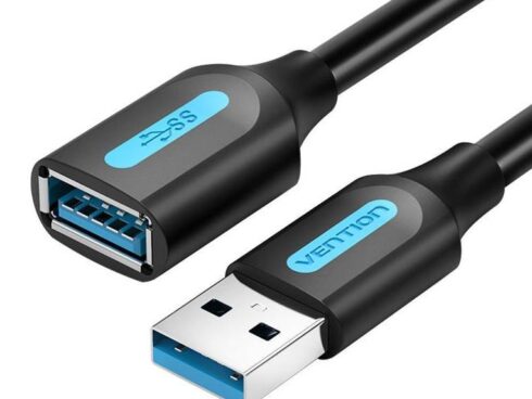 CABLE USB3.0 MALE TO FEMALE/0.5M BLACK CBHBD VENTION