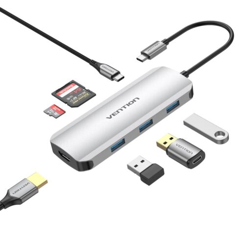 VENTION 7-in-1 USB C dokas su 4K HDMI ir 3 USB 3.0 prievadais