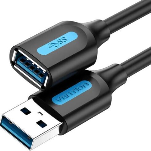 USB 3.0 male to female extension cable, 2m, black