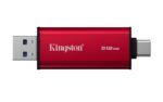 Išorinis SSD Kingston, USB-A ir USB-C jungtys, matomas iš šono