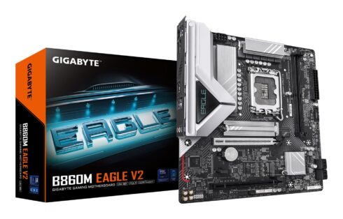 Gigabyte B860M EAGLE V2 su LGA1851 procesoriaus lizdu ir DDR5 atmintimi