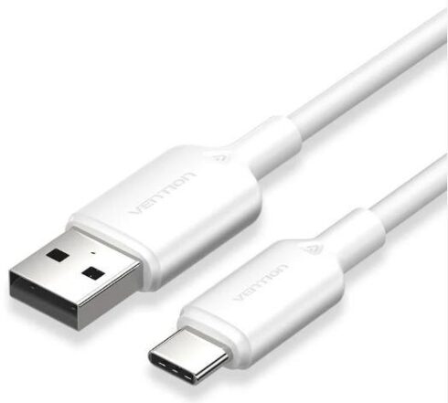 USB-C į USB 2.0 laidas, 1 m, 3A, baltas
