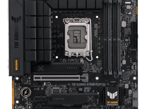 Asus   TUF GAMING B760M-PLUS D4   Processor family Intel   Processor socket  LGA1700   DDR4 DIMM   Memory slots 4   Supported hard disk drive interfaces 	SATA, M.2   Number of SATA connectors 4   Chipset  Intel B760   mATX