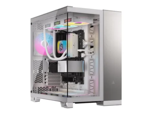 Corsair PC Case   6500X Dual Chamber   White/Satin Gray Aluminum   Mid-Tower   Power supply included No
