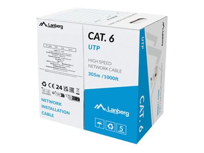 Lanberg   LAN Cable Cat.6 305M Solid CCA Grey Fluke Passed   LCU6-15CC-0305-S