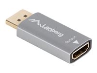 Lanberg HDMI(M)->Displayport(F) Adapter 4K on cable 20cm, Silver