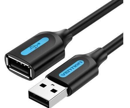 CABLE USB2.0 MALE TO FEMALE/0.5M BLACK CBIBD VENTION
