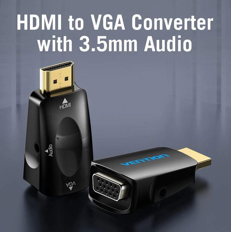 8939cf51-7a96-4fe1-8ff1-7dddec90910f-1 Vention HDMI į VGA konverteris su 3,5 mm audio jungtimi, šoninis vaizdas