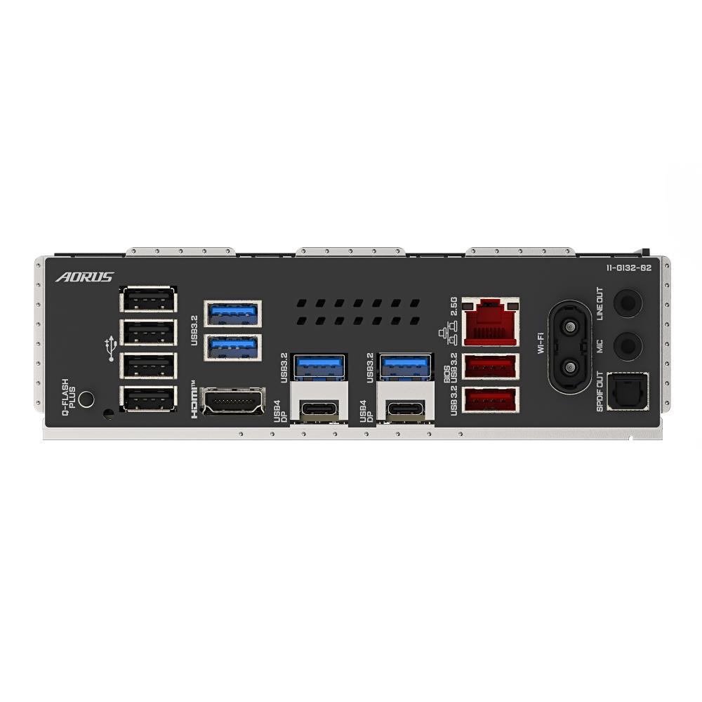 9c497119-98dc-4e70-b7ba-db7d64a7a3b9 Pagrindinė plokštė GIGABYTE X870E SAM5 su atvirkštiniu vaizdu ir jungčių išdėstymu