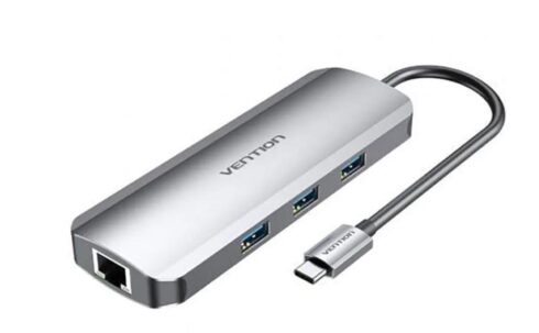 I/O HUB USB-C su HDMI, RJ45, SD, TF ir USB 3.0