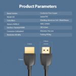 HDMI kabelis 3M VENTION, pakuotė su informacija ir specifikacijomis