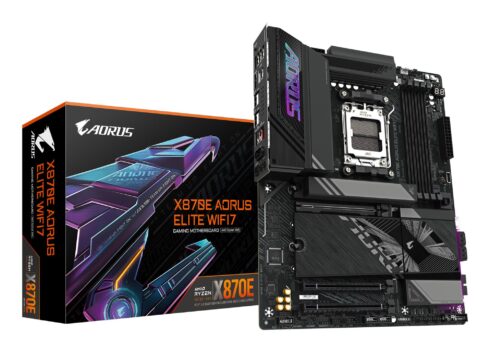 Pagrindinė plokštė GIGABYTE X870E su DDR5 atmintimi ir 4 M.2 lizdais