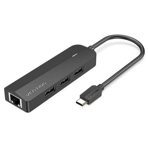 5-in-1 USB-C hub su 3 USB portais ir 100Mbps tinklu