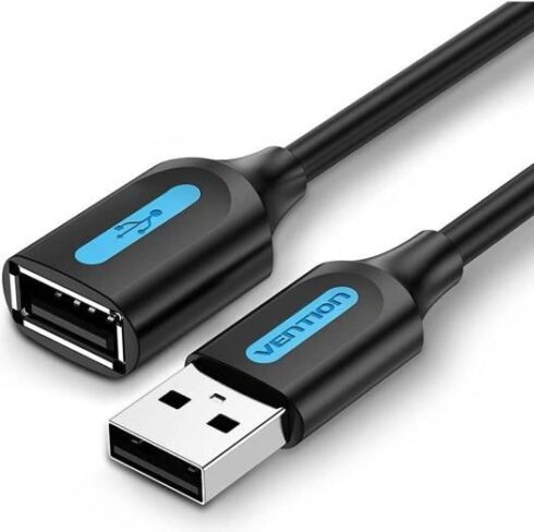 USB 2.0 A vyr. į A mot. prailginimo laidas, 1.5 m, juodas