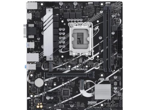 Mainboard ASUS Intel B760 Express LGA1700 Micro-ATX Memory DDR5 Memory slots 2 2xPCI-Express 4.0 1x 1xPCI-Express 4.0 16x 2xM.2 1x15pin D-sub 1xHDMI 2xUSB 2.0 4xUSB 3.2 1xPS/2 1xRJ45 3xAudio port PRIMEB760M-K