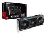 Vaizdo plokštė ASROCK AMD Radeon RX 9070 XT, šoninis vaizdas su jungtimis