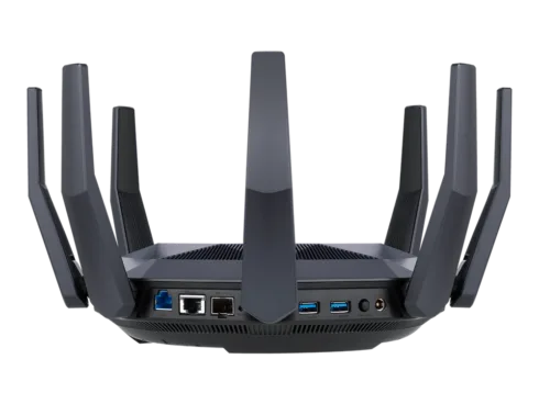 AX6000 Dual Band Router   RT-AX89X   802.11ax   4804+1300  Mbit/s   10/100/1000 Mbit/s   Ethernet LAN (RJ-45) ports 8   Mesh Support Yes   MU-MiMO Yes   Antenna type 8xExternal   2xUSB 3.1 Gen 1