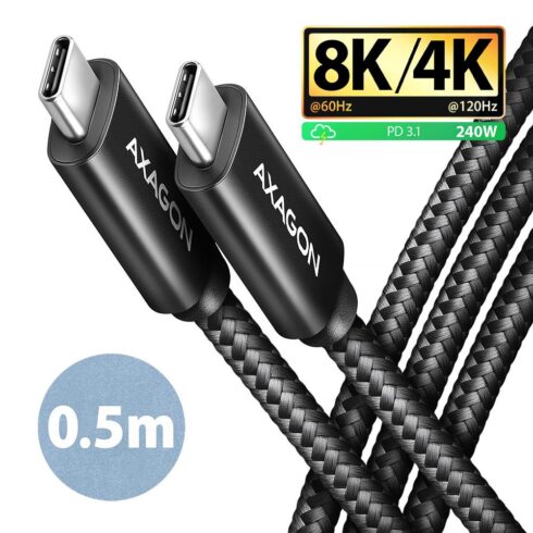USB-C į USB-C laidas 0.5 m, 240 W, 8K vaizdo