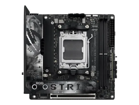 Asus   ROG STRIX X870-I GAMING WIFI   Processor family AMD   Processor socket AM5   DDR5 DIMM   Supported hard disk drive interfaces SATA, M.2   Number of SATA connectors 2