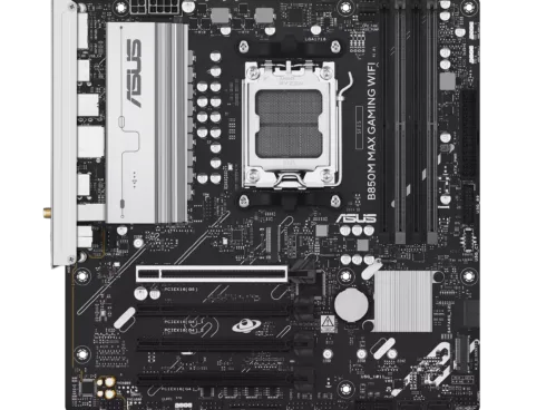 Asus B850M MAX GAMING WIFI   Processor family AMD   Processor socket AM5   DDR5   Supported hard disk drive interfaces SATA, M.2   Number of SATA connectors 4