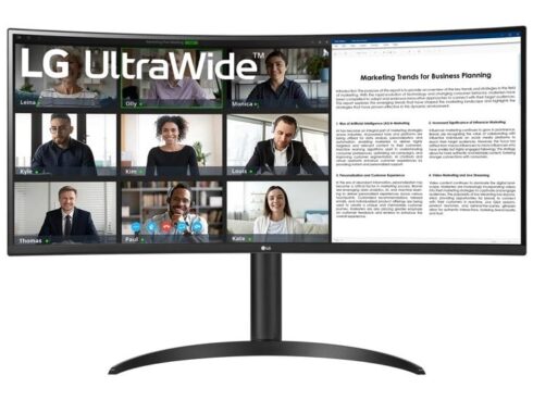 LCD Monitor LG 34WR55QK-B 34" Business/Curved/21 : 9 Panel VA 3440x1440 21:9 100Hz 5 ms Height adjustable Tilt Colour Black 34WR55QK-B