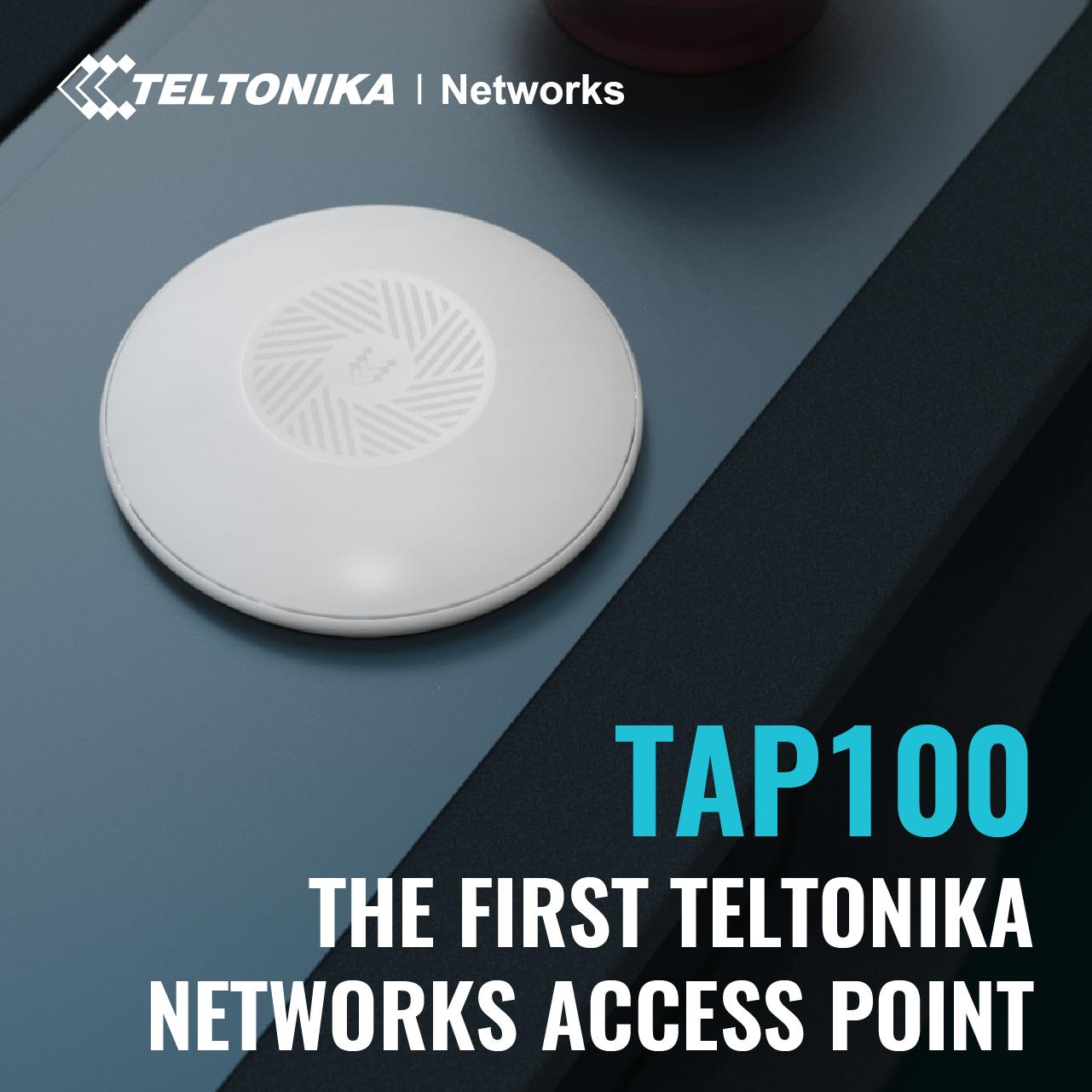 b3f1d74f-5d91-4ac6-b5a1-fcd71cdebcd9 Access Point TELTONIKA TAP100, matomas iš šono su RJ45 jungtimi