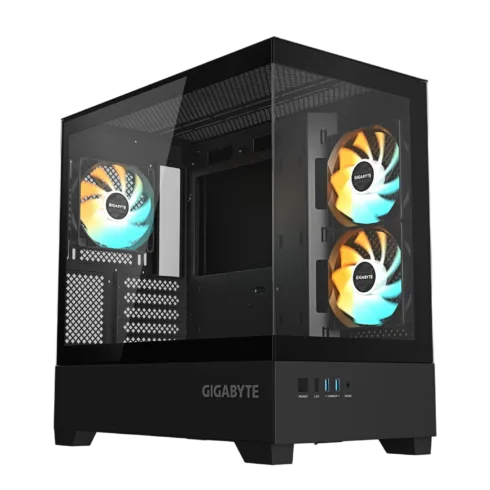 GIGABYTE C201 PANORAMIC juodas MidiTower korpusas su permatomu paneliu