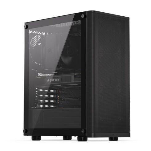 Korpusas ENDORFY Ventum 200 Air su permatomu paneliu, juodas