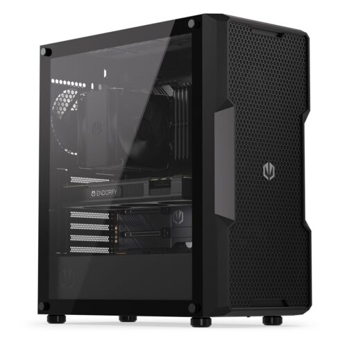 Korpusas ENDORFY Regnum 400 Air su permatomu paneliu, juodas