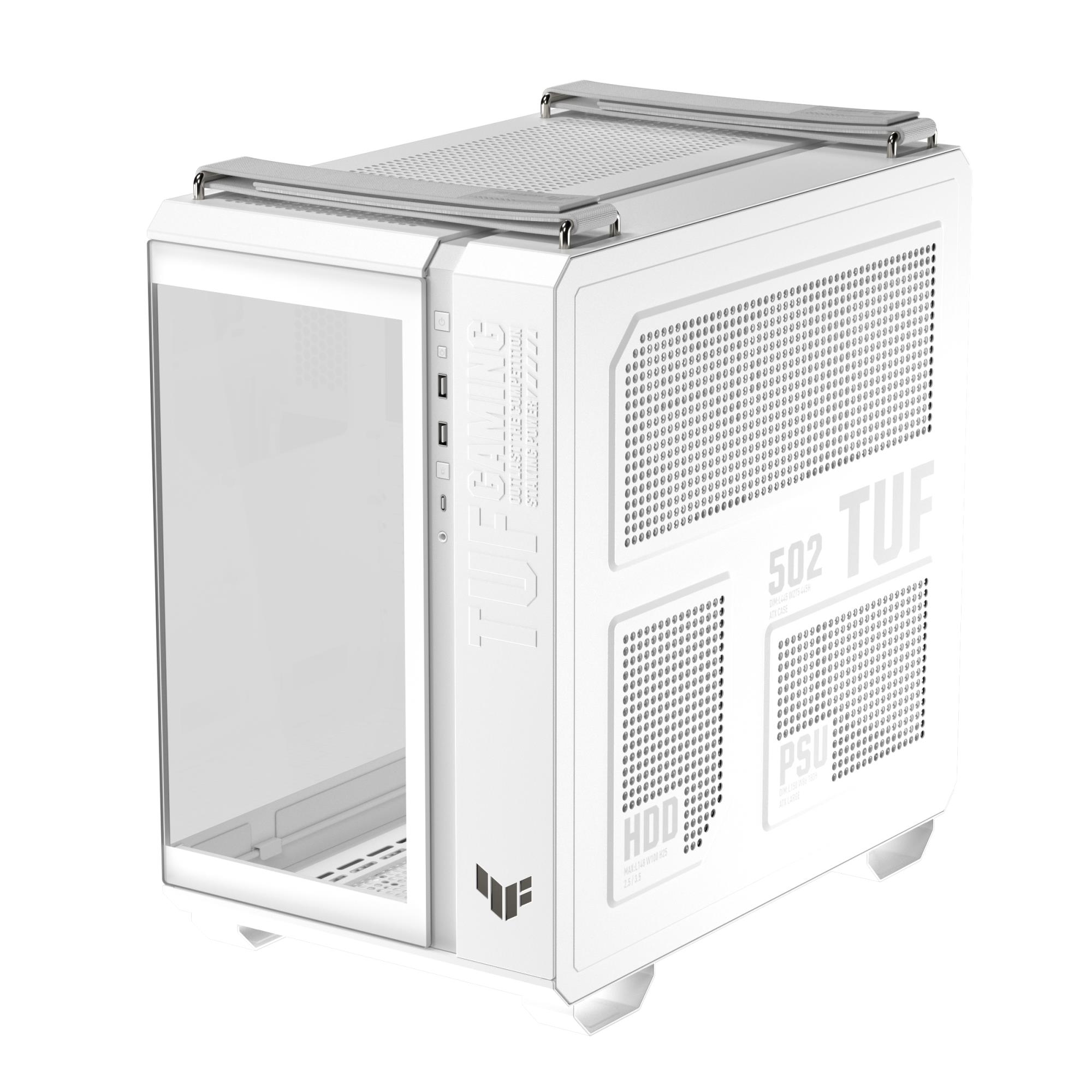 181d4103-1d21-44f0-afb5-70667f6a4f47-1 Case ASUS TUF Gaming GT502 Horizon MidiTower Case product features Transparent panel Not included ATX MicroATX MiniITX Colour White TUFGAMGT502HORIZONWHT