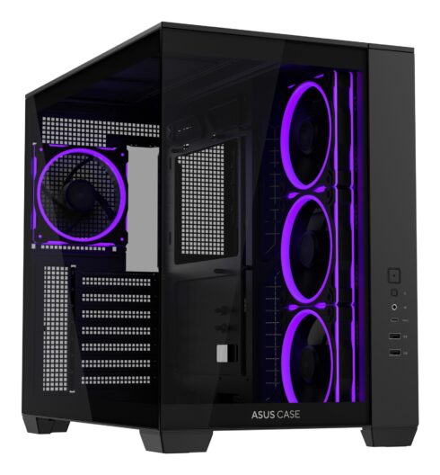 ASUS A32 PLUS TG ARGB BLACK korpusas su 270° panoraminiu vaizdu