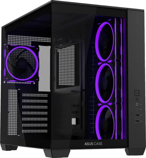 ASUS A32 PLUS TG ARGB BLACK korpusas su 270° panoraminiu vaizdu
