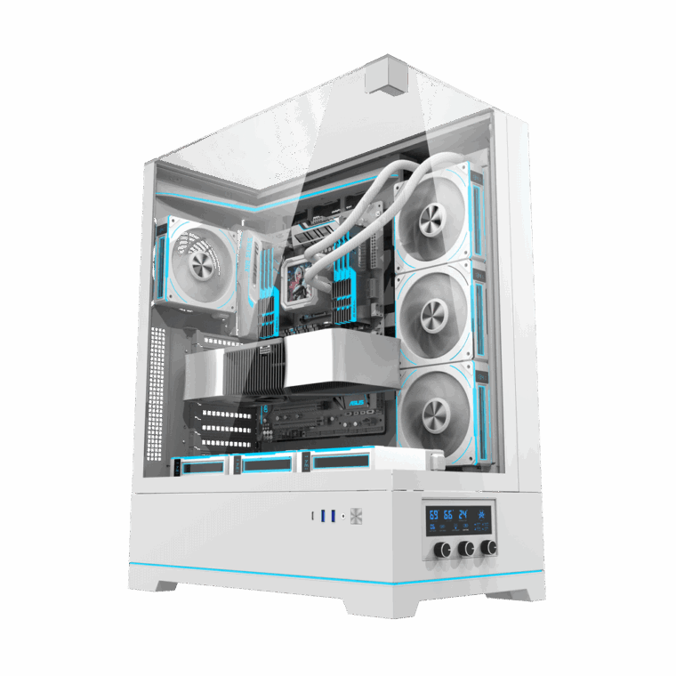 Darkflash DY450L kompiuterio korpusas be ventiliatorių, baltas