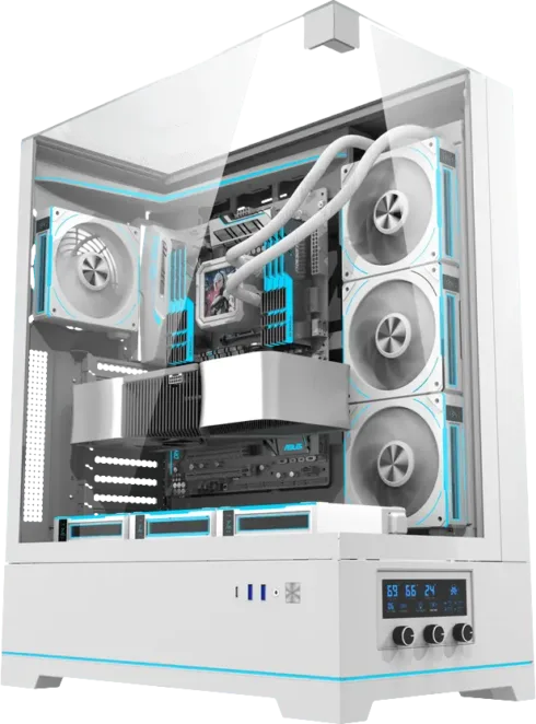 Darkflash DY450L kompiuterio korpusas be ventiliatorių, baltas