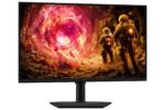 Monitorius SAMSUNG 27" su matiniu paviršiumi, šoninis vaizdas