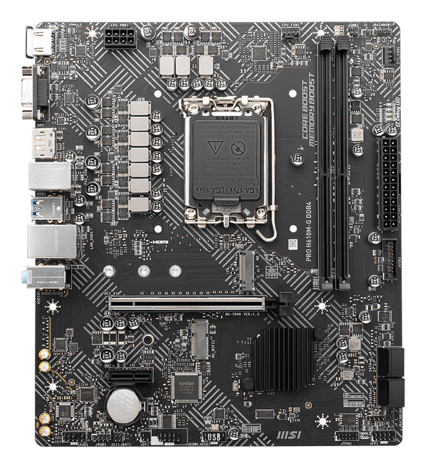 310a2654-c982-4ebd-a127-7393a75e5e48 Motininė plokštė MSI PROH610M-GDDR4 su atidarytu M.2 lizdu