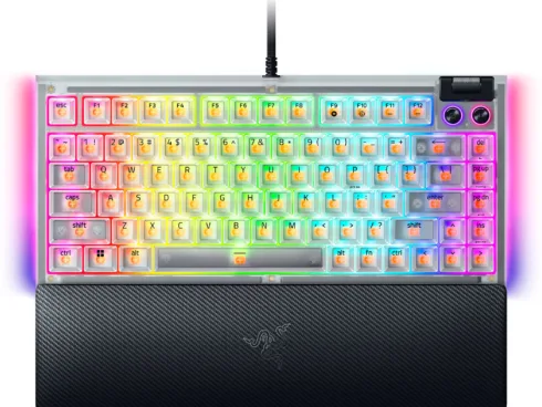 Razer Hot-swappable Mechanical Gaming Keyboard   BlackWidow V4 75%   Gaming Keyboard   Wired   US   Phantom White Edition   USB Type-C   Razer Mechanical Switches (Tactile)