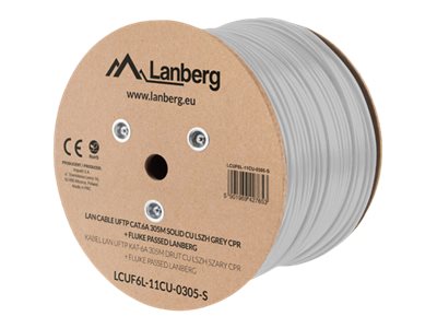 Lanberg   LAN Cable CAT.6A UFTP 305M Solid CU LSZH Grey CPR + Fluke Passed   LCUF6L-11CU-0305-S