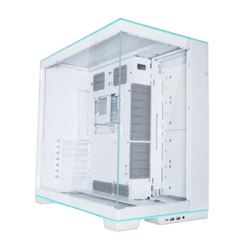 LIAN LI O11 DYNAMIC EVO RGB korpusas, baltas, su permatomu paneliu